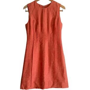 LELA ROSE | Coral Cotton Silk Jacquard Sheath Cocktail Dress | Size 4